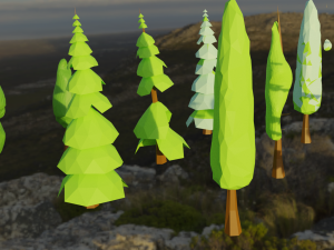 low poly style trees Modèle 3D