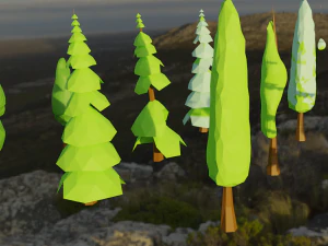 low poly style trees 3D Model