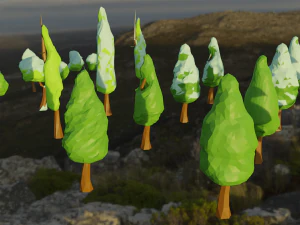 low poly style trees 3D Model
