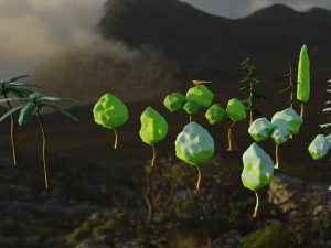 low poly style trees 3D Model