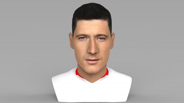 robert lewandowski bust ready for full color 3d printing Modèles 3D en vedette .c4d .max .obj .3ds .fbx .stl .blend 