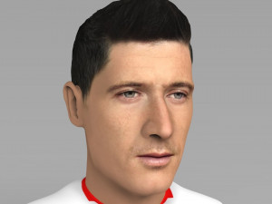 robert lewandowski bust ready for full color 3d printing Modèles 3D en vedette