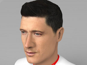 robert lewandowski bust ready for full color 3d printing Modèles 3D en vedette