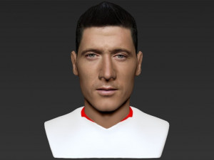 robert lewandowski bust ready for full color 3d printing Modèles 3D en vedette
