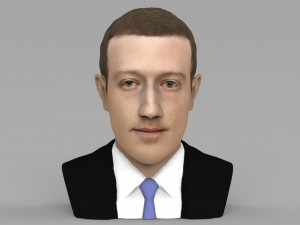 mark zuckerberg bust ready for full color 3d printing Model Cetak 3D