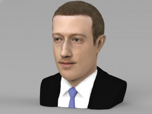 mark zuckerberg bust ready for full color 3d printing 3D Принт Модель