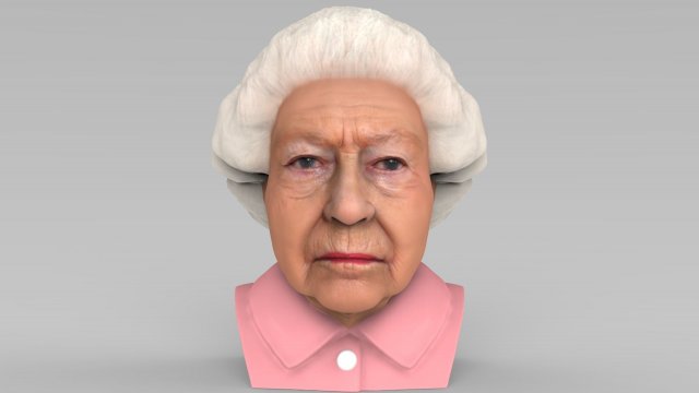 queen elizabeth ii bust ready for full color 3d printing 3Dプリントモデル .c4d .max .obj .3ds .fbx .stl .blend 