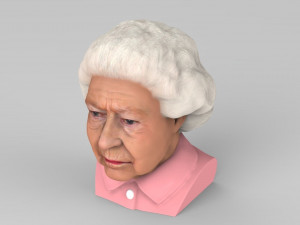 queen elizabeth ii bust ready for full color 3d printing 3Dプリントモデル