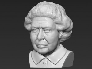 queen elizabeth ii bust ready for full color 3d printing 3Dプリントモデル