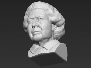 queen elizabeth ii bust ready for full color 3d printing 3Dプリントモデル