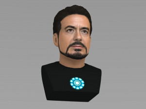 tony stark downey jr iron man bust full color 3d printing ready Modelo de Impressão 3D