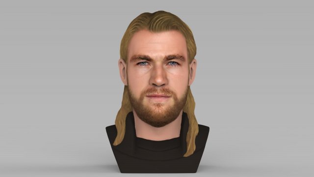 thor chris hemsworth avengers bust full color 3d printing ready 3D 프린트 모델 .c4d .max .obj .3ds .fbx .stl .blend 