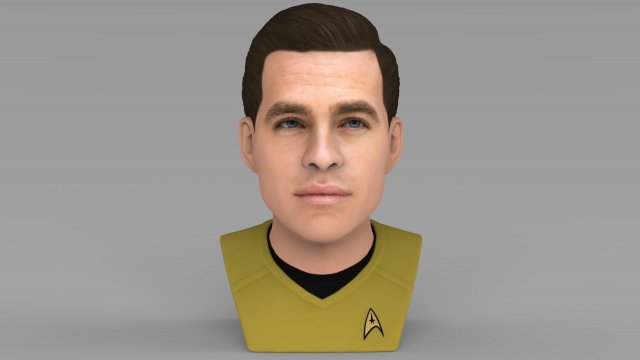 captain kirk chris pine star trek bust full color 3d printing 3D Baskı Modeli .c4d .max .obj .3ds .fbx .stl .blend 