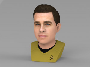captain kirk chris pine star trek bust full color 3d printing 3D Baskı Modeli
