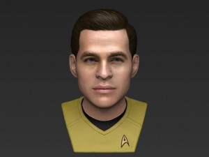 captain kirk chris pine star trek bust full color 3d printing 3D Baskı Modeli