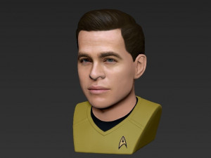 captain kirk chris pine star trek bust full color 3d printing 3D Baskı Modeli