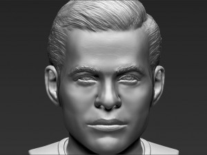 captain kirk chris pine star trek bust full color 3d printing 3D Baskı Modeli