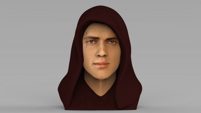 anakin skywalker star wars bust ready for full color 3d printing 3Dプリントモデル .c4d .max .obj .3ds .fbx .stl .blend 