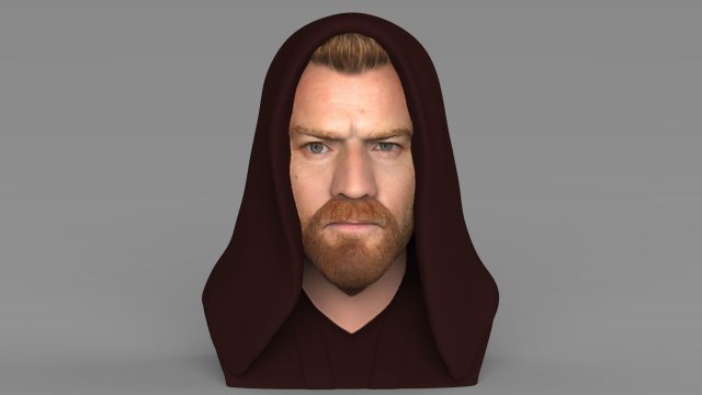 obi wan kenobi star wars bust ready for full color 3d printing Modelo de Impressão 3D .c4d .max .obj .3ds .fbx .stl .blend 