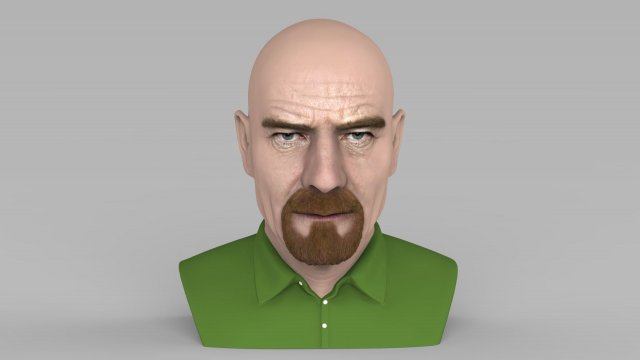 walter white breaking bad bust ready for full color 3d printing Modelo de impresión 3D .c4d .max .obj .3ds .fbx .stl .blend 