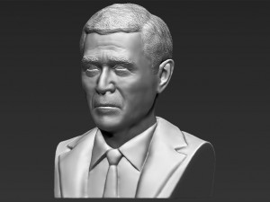 president george w bush bust 3d printing ready stl obj Model Cetak 3D