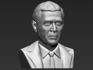 president george w bush bust 3d printing ready stl obj Model Cetak 3D