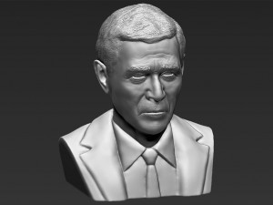president george w bush bust 3d printing ready stl obj Model Cetak 3D