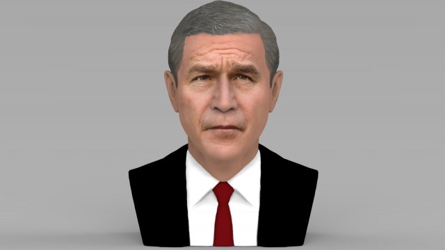 president george w bush bust ready for full color 3d printing Modèles 3D en vedette .c4d .max .obj .3ds .fbx .stl .blend 