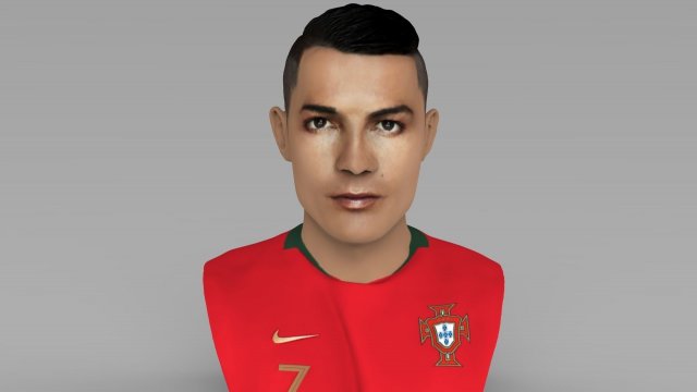 cristiano ronaldo bust ready for full color 3d printing 3Dプリントモデル .c4d .max .obj .3ds .fbx .stl .blend 