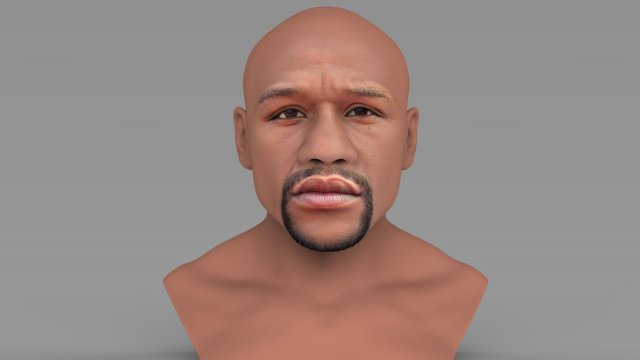 floyd mayweather bust ready for full color 3d printing Modèles 3D en vedette .c4d .max .obj .3ds .fbx .stl .blend 
