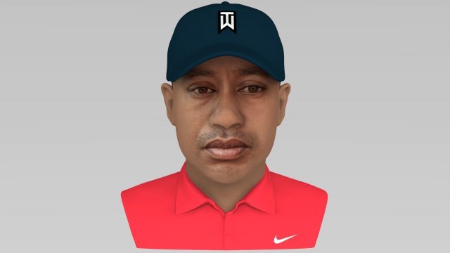 tiger woods bust ready for full color 3d printing 3Dプリントモデル .c4d .max .obj .3ds .fbx .stl .blend 