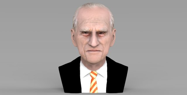 prince philip bust ready for full color 3d printing 3Dプリントモデル .c4d .max .obj .3ds .fbx .stl .blend 