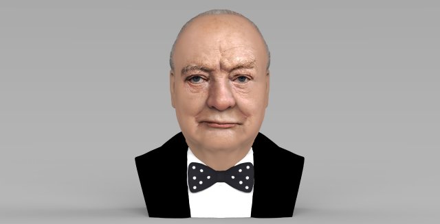 winston churchill bust ready for full color 3d printing Modèles 3D en vedette .c4d .max .obj .3ds .fbx .stl .blend 