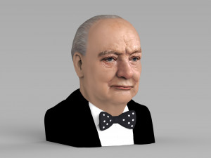 winston churchill bust ready for full color 3d printing Modèles 3D en vedette