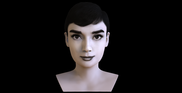 audrey hepburn black and white bust for full color 3d printing 3Dプリントモデル .c4d .max .obj .3ds .fbx .stl .blend 