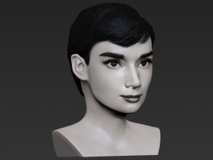 audrey hepburn black and white bust for full color 3d printing 3Dプリントモデル