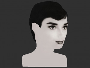 audrey hepburn black and white bust for full color 3d printing 3Dプリントモデル