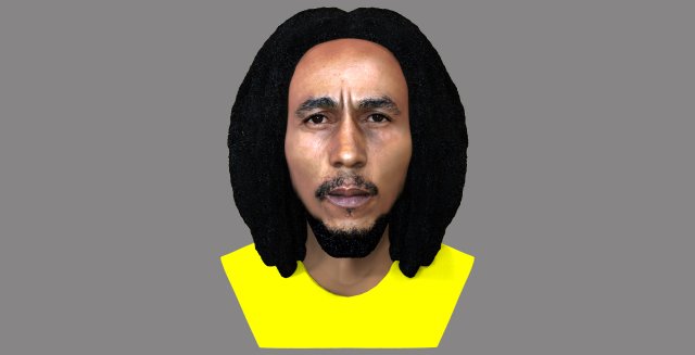 bob marley bust ready for full color 3d printing 3D 프린트 모델 .c4d .max .obj .3ds .fbx .stl .blend 