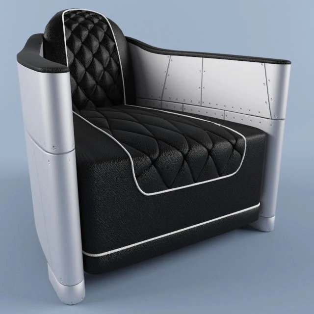 bentley grey leather and aluminium club chair 3D Model .c4d .max .obj .3ds .fbx .stl .blend 