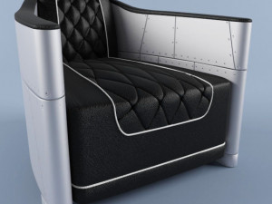 bentley grey leather and aluminium club chair 3D Model