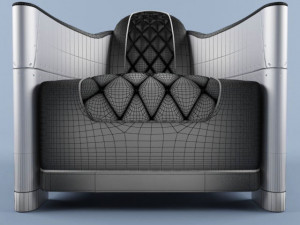 bentley grey leather and aluminium club chair 3D 모델