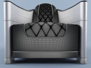 bentley grey leather and aluminium club chair 3D Model