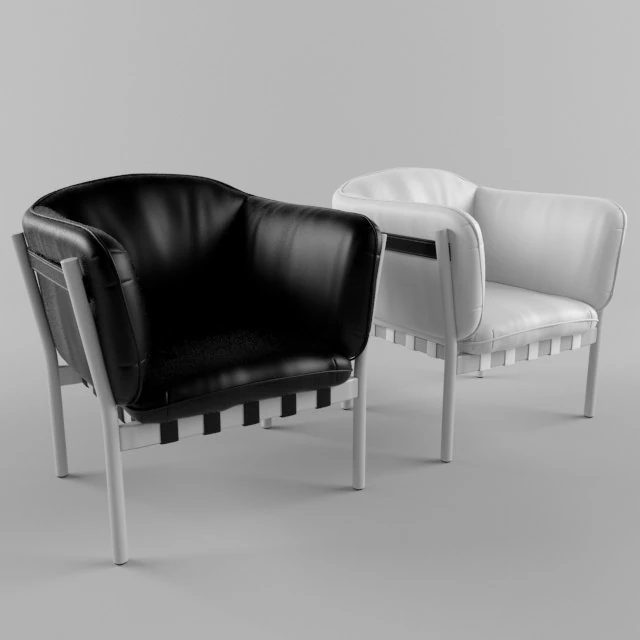 bentley grey leather and aluminium club chair 3D Model .c4d .max .obj .3ds .fbx .stl .blend