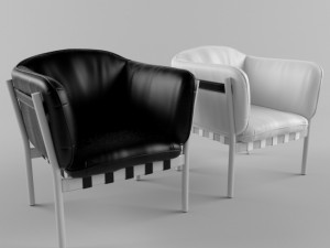 bentley grey leather and aluminium club chair 3D Model