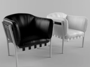 बेंटले ग्रे चमड़ा और एल्यूमीनियम क्लब कुर्सी 3D मॉडल