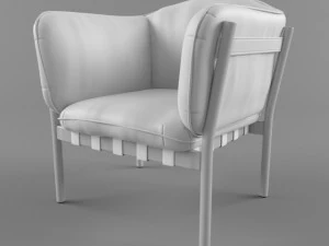 bentley grey leather and aluminium club chair 3D Model