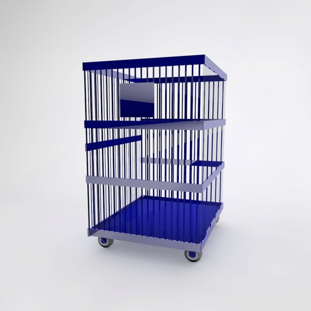 metallic trolley with wheels Modello 3D .c4d .max .obj .3ds .fbx .stl .blend 