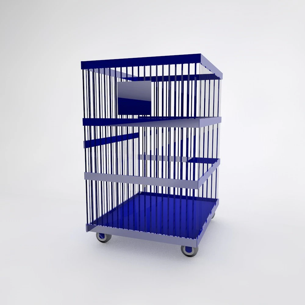 metallic trolley with wheels 3D Model .c4d .max .obj .3ds .fbx .stl .blend 