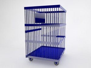 metallic trolley with wheels 3D Model