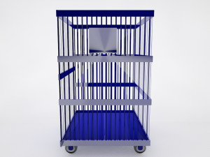 metallic trolley with wheels Modello 3D